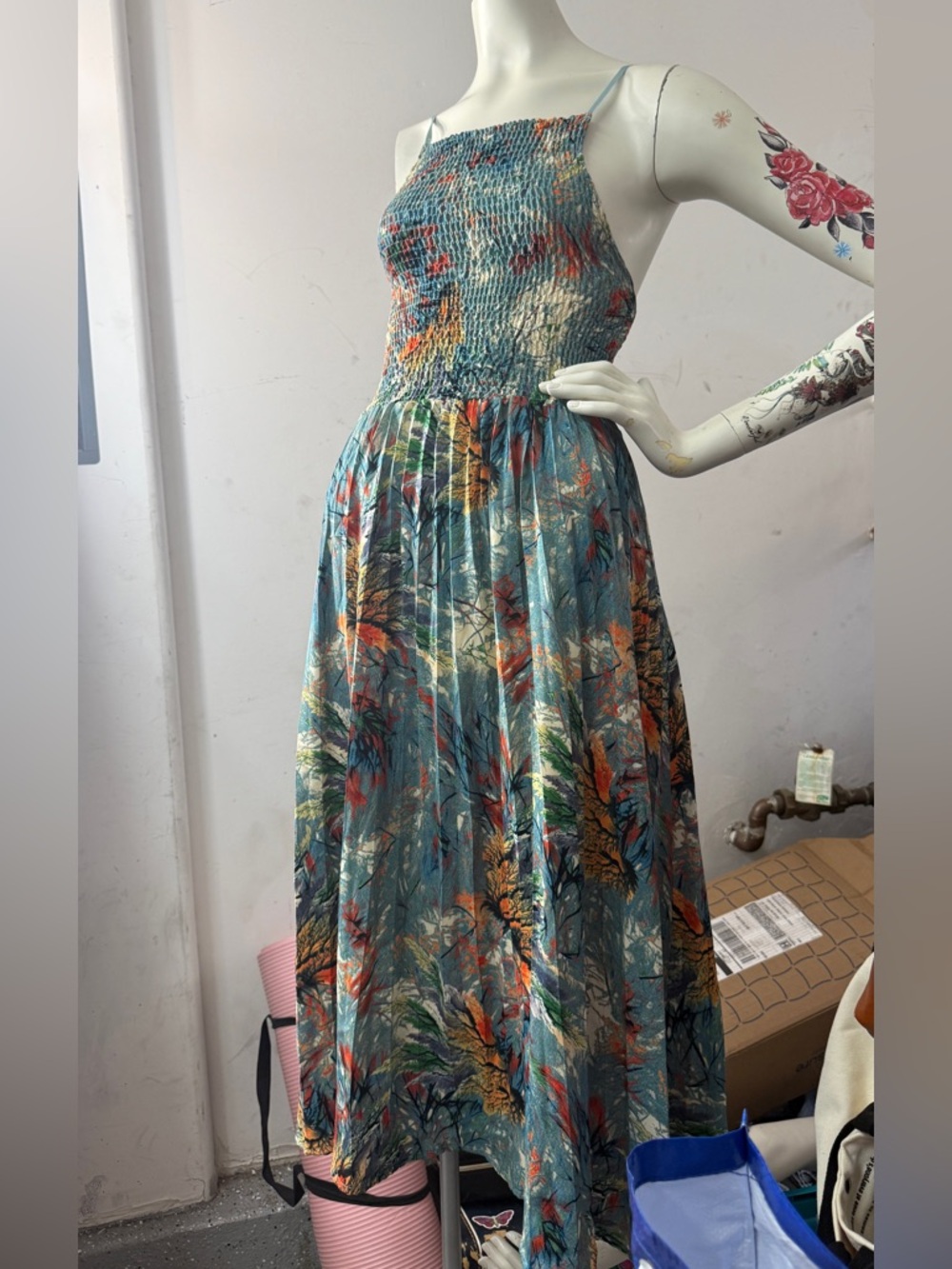 Women’s summer dress beachwear dress watercolor beach flowy dress midi dress